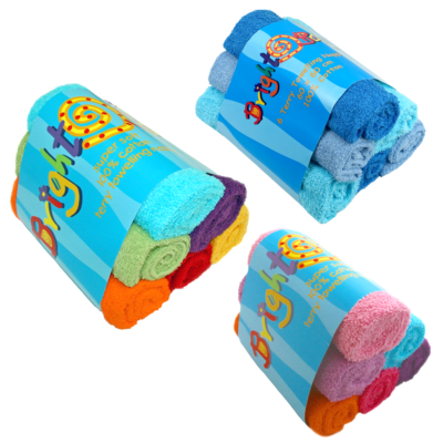 Bright Bots 6 Pack Coloured Terry Squares - 60x60cm