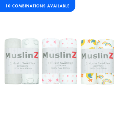 MuslinZ 2 Pack Muslin Swaddles -100x90cm
