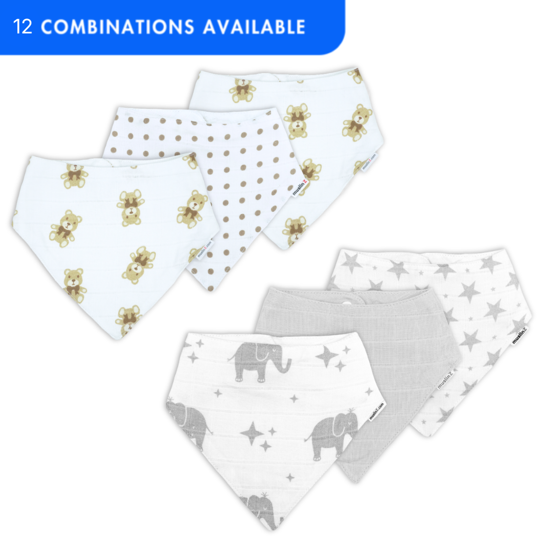 MuslinZ 3 Pack Muslin Dribble Bibs