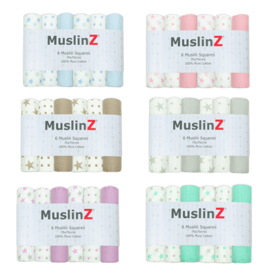 MuslinZ 6 Pack Muslin Squares Stars - 70x70cm