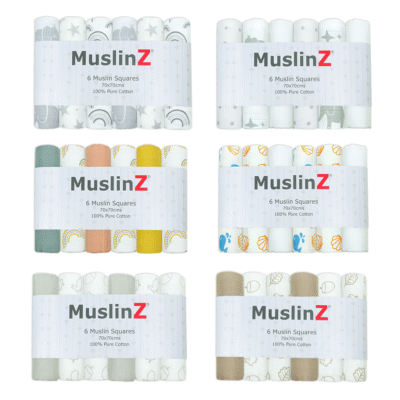 MuslinZ 6 Pack Muslin Squares Patterned - 70x70cm