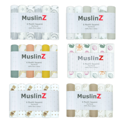 MuslinZ 6 Pack Muslin Squares Patterned - 70x70cm