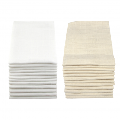 white unbleached organic cotton muslin squares 12 pack
