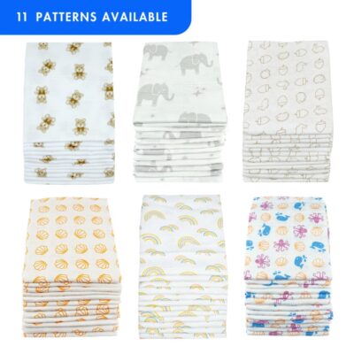 MuslinZ 12 Pack Muslin Squares Patterned - 70x70cm