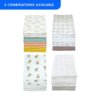 MuslinZ 12 Pack Muslin Squares Pattern Mix - 70x70cm