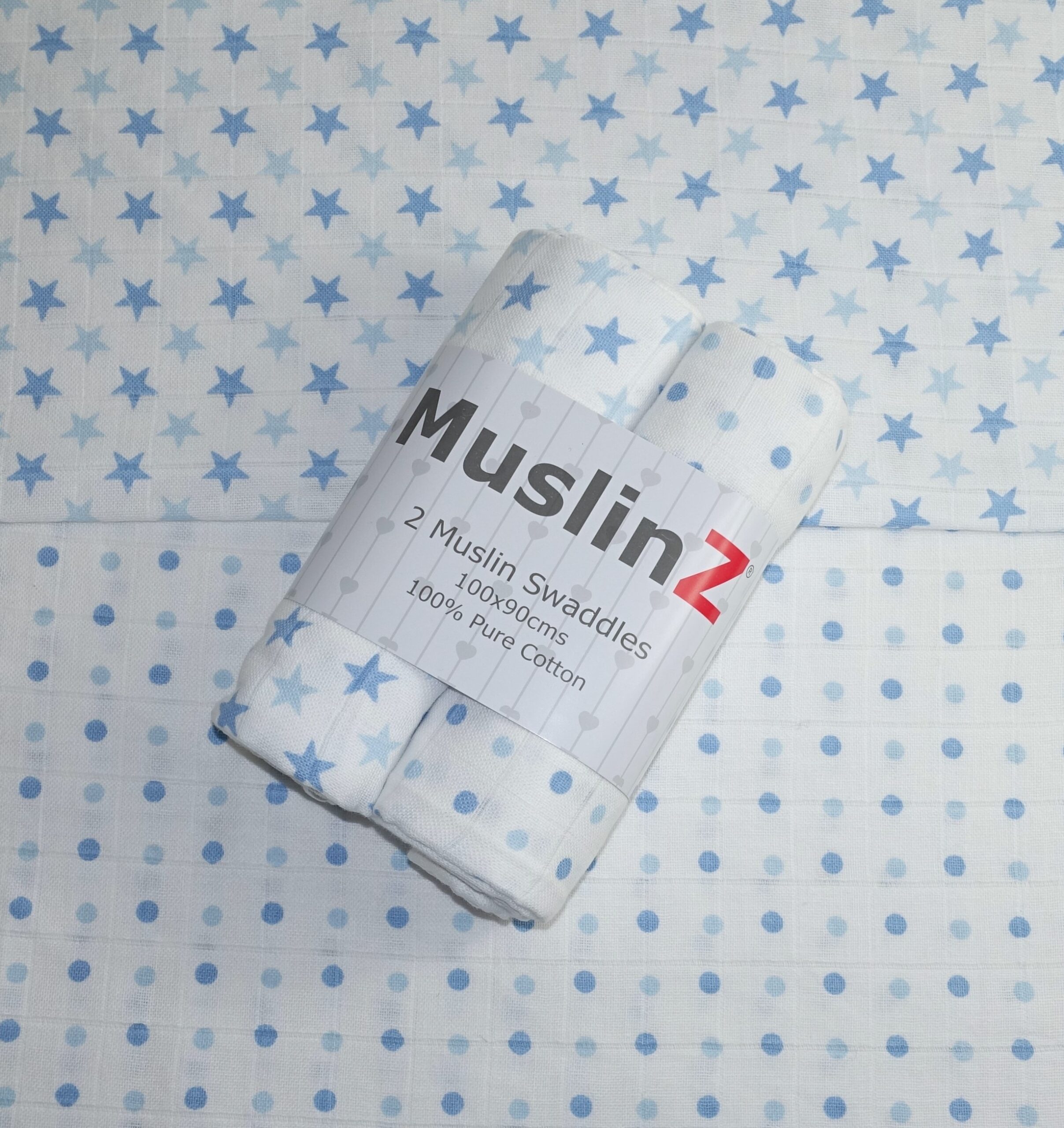 MuslinZ 2PK Baby Muslin Swaddles 100x90cms 100% Pure Soft Cotton Prints