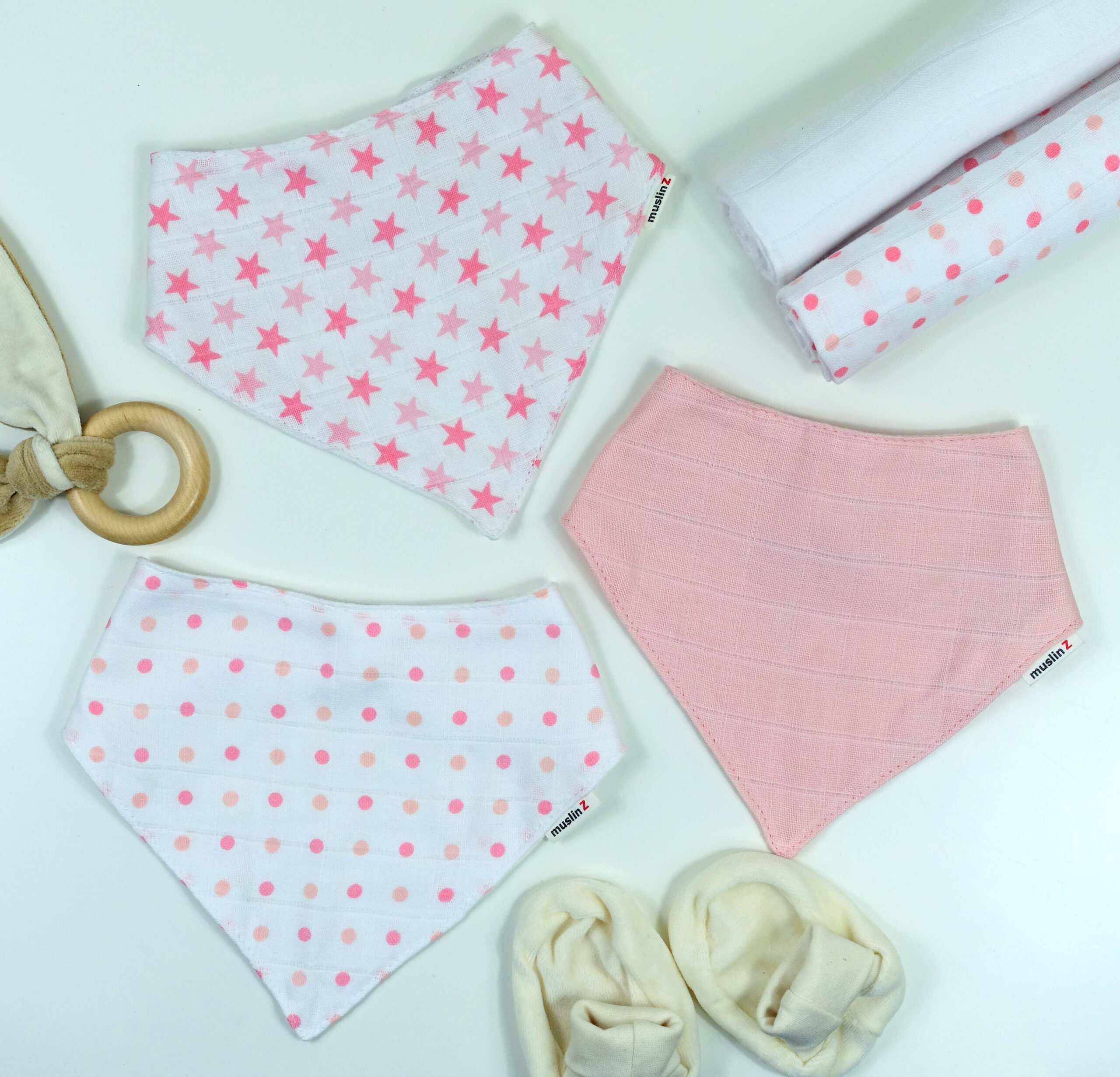 Baby Dribble Bibs 100% Cotton Muslin