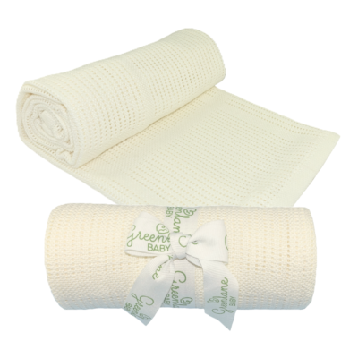 Greenlane Baby Bamboo Cotton Cellular Blanket – 90x75cm - Marshmallow