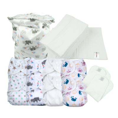 Newborn Full Time Reusable Nappy Kit – Prefolds