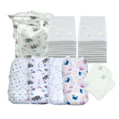 MuslinZ Newborn Reusable Nappy Kit - Washable Diaper Full time Bundle