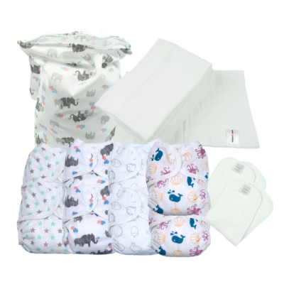 Newborn Full Time Reusable Nappy Kit – Prefolds
