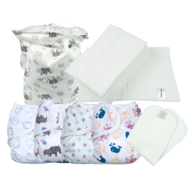 Newborn Part Time Reusable Nappy Kit – Prefolds